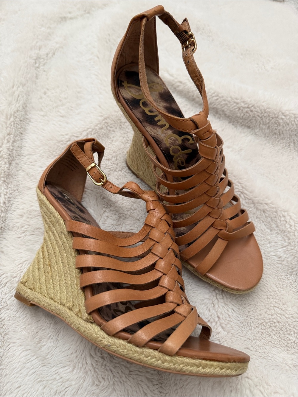 Sam Edelman | Tan Woven Leather Wedge Sandals | NWOT | 8